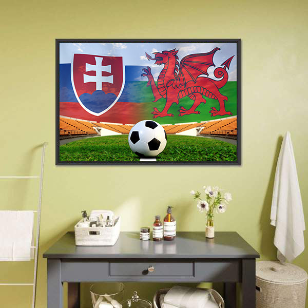 Football Slovakia And Welsh Canvas Wall Art-5 Horizontal-Gallery Wrap-22&quot; x 12&quot;-Tiaracle
