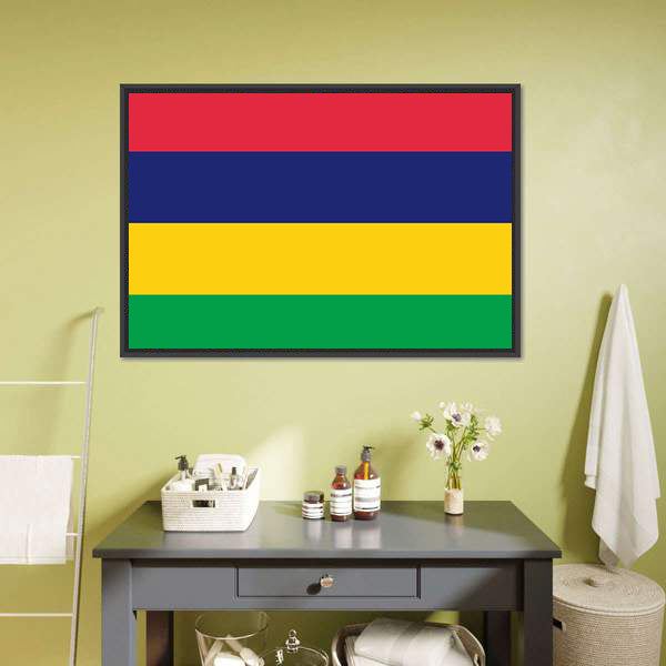 Flag Of Mauritius Canvas Wall Art-5 Horizontal-Gallery Wrap-22" x 12"-Tiaracle