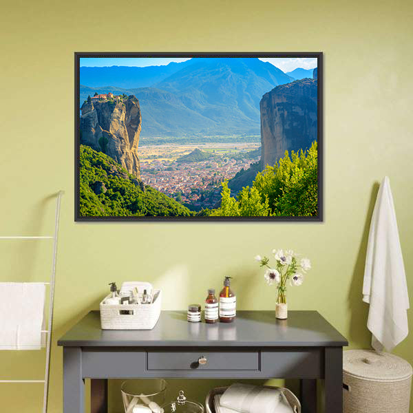 Meteora Monastery Perched on High Rock Canvas Wall Art