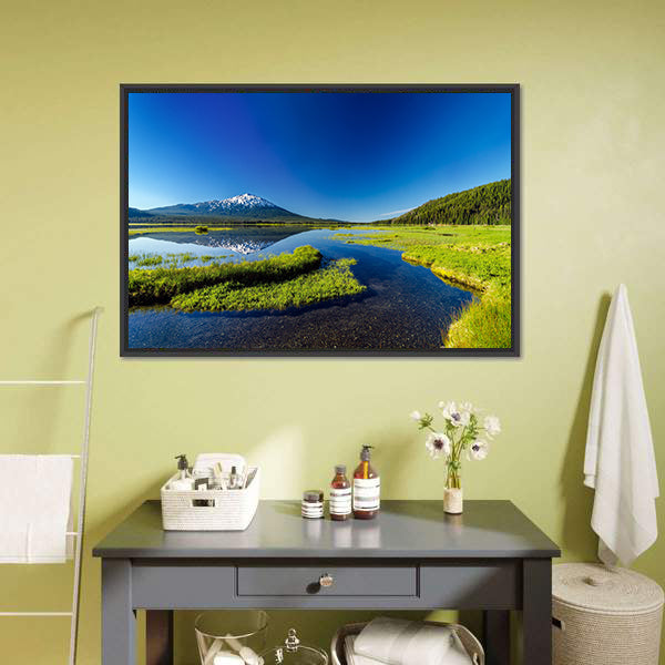 Mount Bachelor From Lake Canvas Wall Art-5 Horizontal-Gallery Wrap-22" x 12"-Tiaracle
