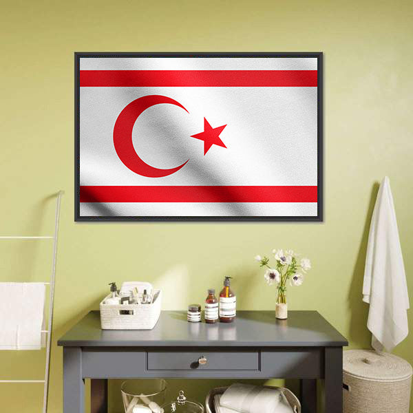 Northern Cyprus Flag Canvas Wall Art-5 Horizontal-Gallery Wrap-22" x 12"-Tiaracle