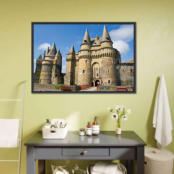 Castle of Vitr In Brittany France Canvas Wall Art-3 Horizontal-Gallery Wrap-25" x 16"-Tiaracle