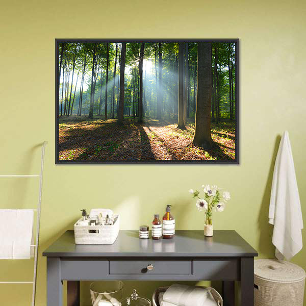 Morning In The Forest Canvas Wall Art-5 Horizontal-Gallery Wrap-22" x 12"-Tiaracle