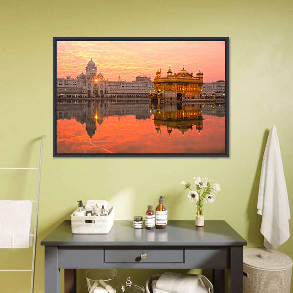 Golden Temple in Amritsar India Canvas Wall Art-5 Horizontal-Gallery Wrap-22" x 12"-Tiaracle