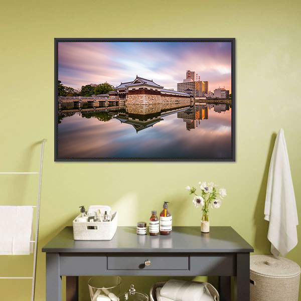 Japan Castle Moat at Sunset Canvas Wall Art