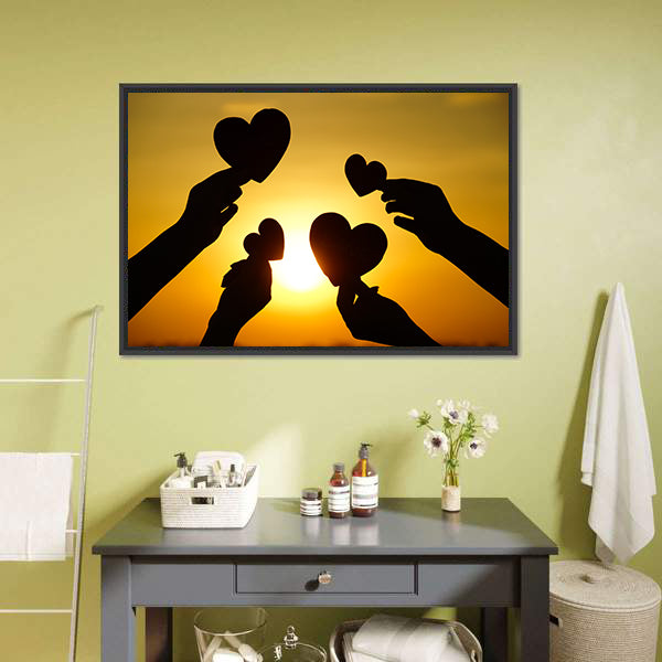 Hands Holding Hearts Canvas Wall Art-5 Horizontal-Gallery Wrap-22" x 12"-Tiaracle