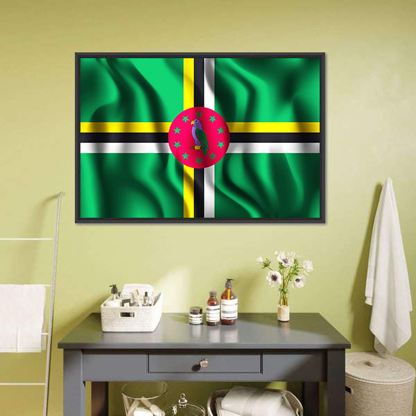 Flag Of Dominica Canvas Wall Art-5 Horizontal-Gallery Wrap-22" x 12"-Tiaracle