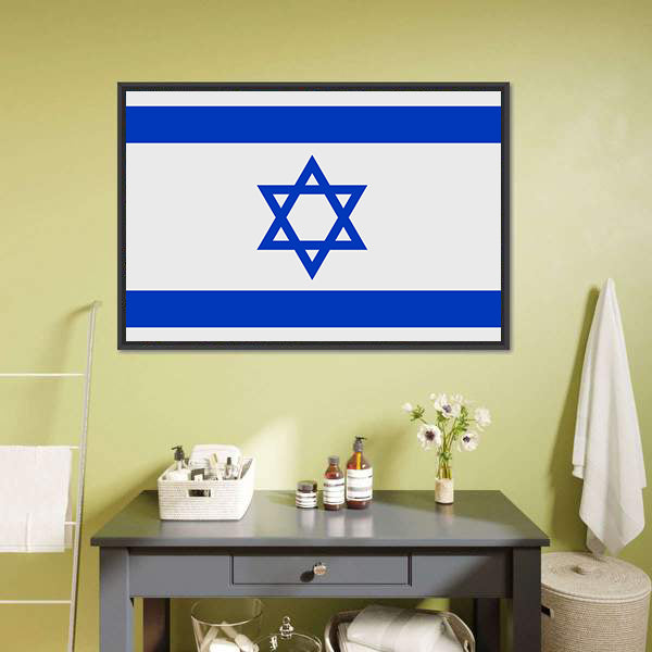 Flag Of Israel Canvas Wall Art-5 Horizontal-Gallery Wrap-22" x 12"-Tiaracle