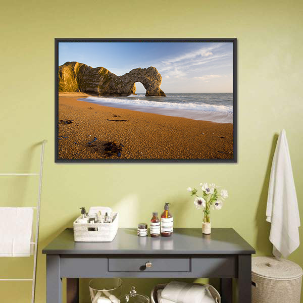 Durdle Door Natural Rock Arch In Dorset England Canvas Wall Art-5 Horizontal-Gallery Wrap-22" x 12"-Tiaracle