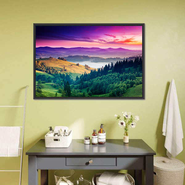Fantastic Morning Mountain Landscape Canvas Wall Art-3 Horizontal-Gallery Wrap-25" x 16"-Tiaracle