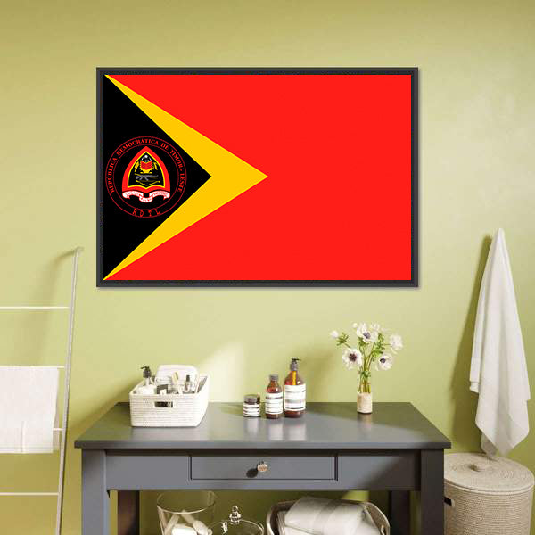 Flag Of East Timor Canvas Wall Art-5 Horizontal-Gallery Wrap-22" x 12"-Tiaracle