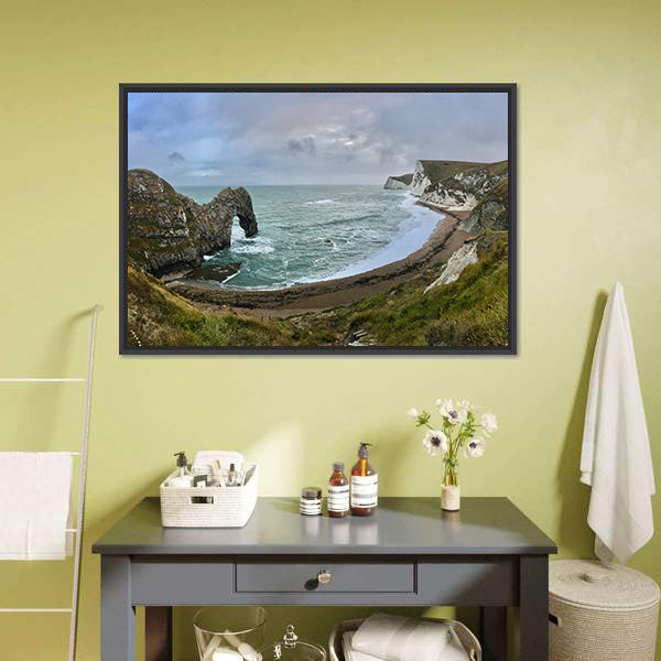 Durdle Door Beach Canvas Wall Art-5 Horizontal-Gallery Wrap-22" x 12"-Tiaracle