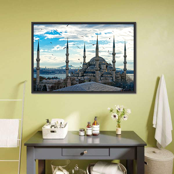 Blue Mosque Istanbul Canvas Wall Art-5 Horizontal-Gallery Wrap-22" x 12"-Tiaracle