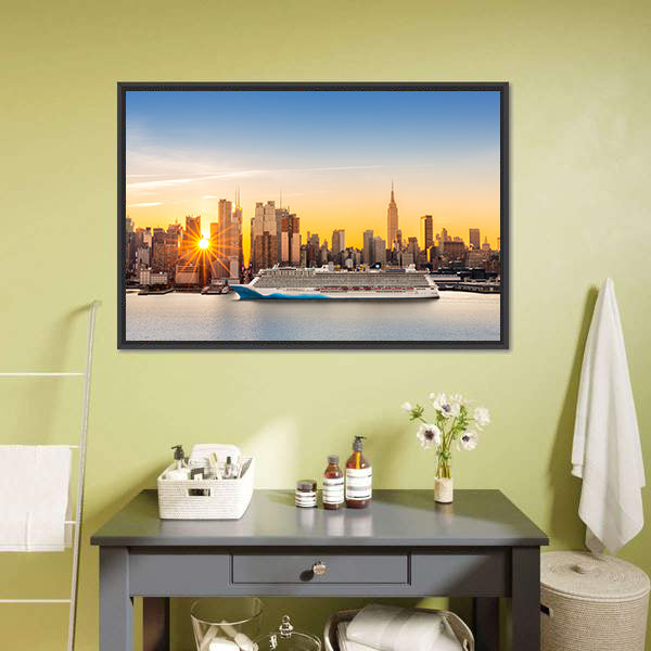 New York City Skyline Canvas Wall Art-5 Horizontal-Gallery Wrap-22" x 12"-Tiaracle