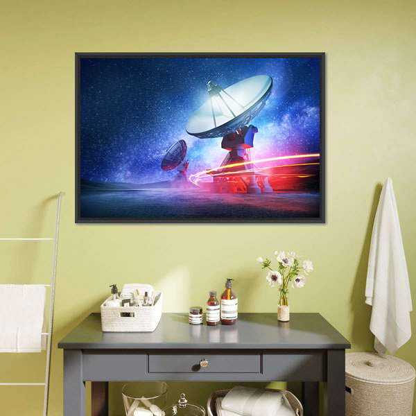 Deep Space Radio Telescope On A Milky Way Canvas Wall Art-5 Horizontal-Gallery Wrap-22" x 12"-Tiaracle