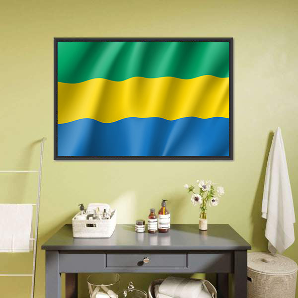 Gabon Flag Canvas Wall Art-5 Horizontal-Gallery Wrap-22" x 12"-Tiaracle