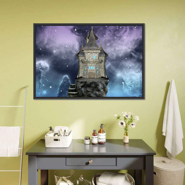 Fairy Tale Castle on a Rocky Island Canvas Wall Art