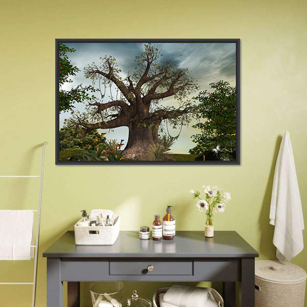Enchanted Giant Tree with Winding Path Canvas Wall Art