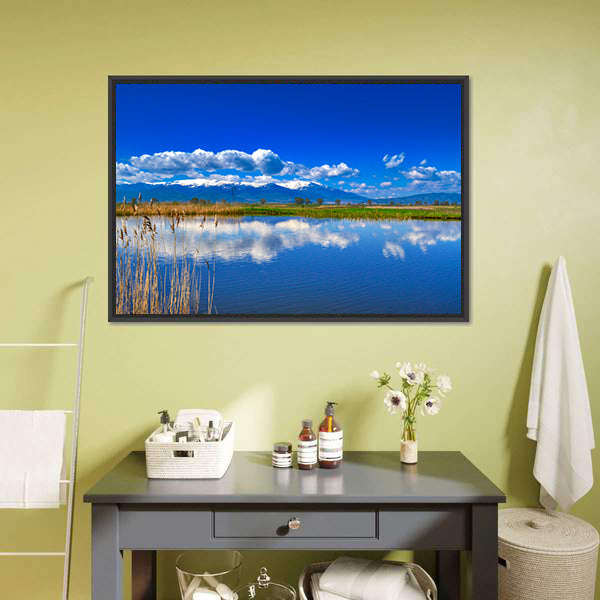 Snow-capped Mountain Lake with Reflections Canvas Wall Art