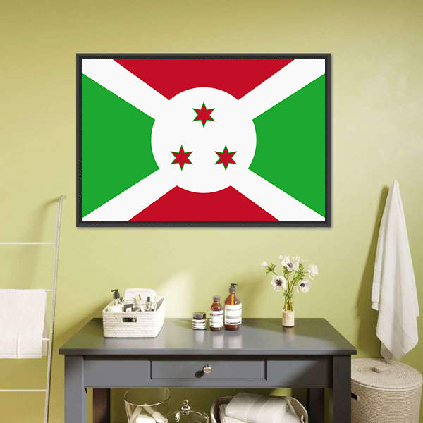 Flag Of Burundi Canvas Wall Art-5 Horizontal-Gallery Wrap-22" x 12"-Tiaracle