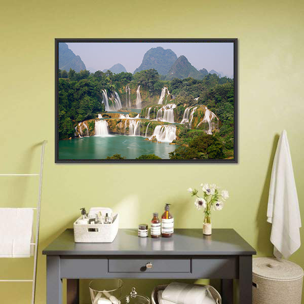 Ban Goic Waterfall In China Canvas Wall Art-5 Horizontal-Gallery Wrap-22" x 12"-Tiaracle