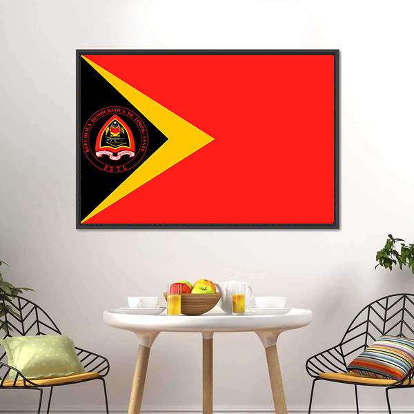 Flag Of East Timor Canvas Wall Art-5 Horizontal-Gallery Wrap-22" x 12"-Tiaracle