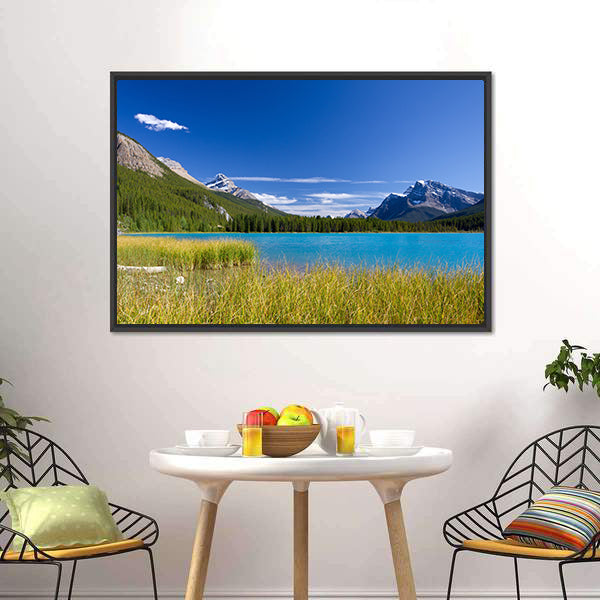 Jasper National Park Lake and Mountains Canvas Wall Art
