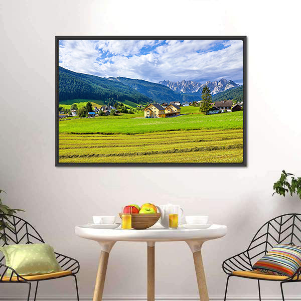 Austrian Village &amp; Meadows Canvas Wall Art-3 Horizontal-Gallery Wrap-25" x 16"-Tiaracle
