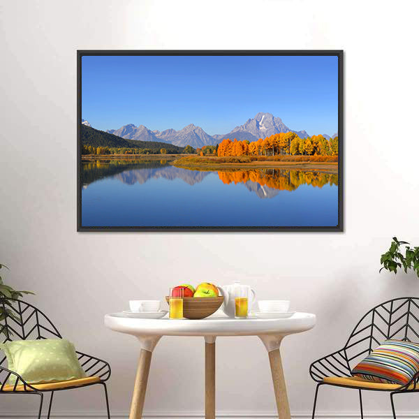 Grand Tetons Autumn Lake Reflection Canvas Wall Art