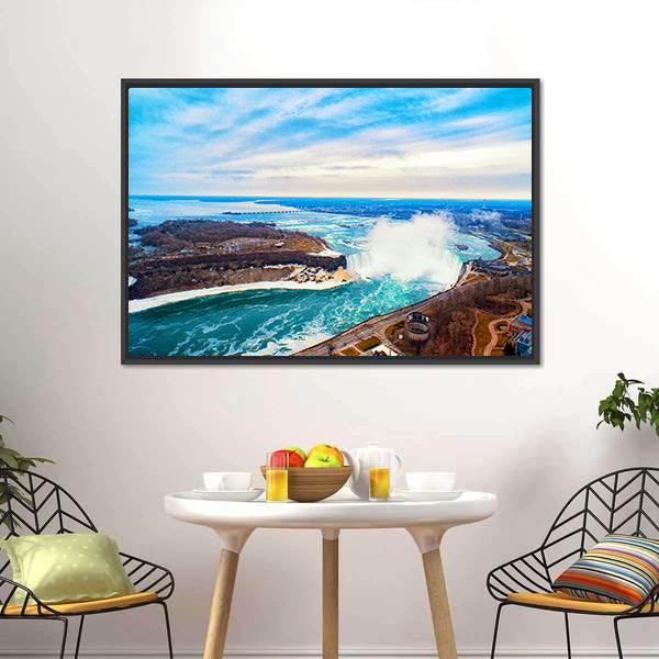 Niagara Falls Between United States Of America Canvas Wall Art-5 Horizontal-Gallery Wrap-22" x 12"-Tiaracle
