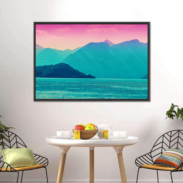 Alpine Mountains And Como Lake Canvas Wall Art-3 Horizontal-Gallery Wrap-25" x 16"-Tiaracle