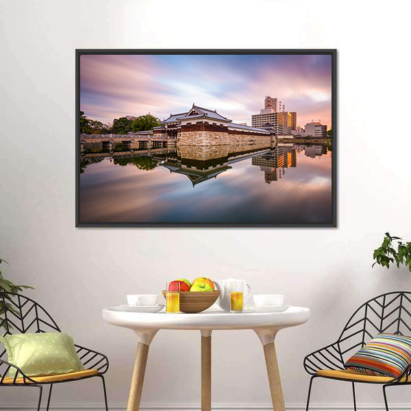 Japan Castle Moat at Sunset Canvas Wall Art