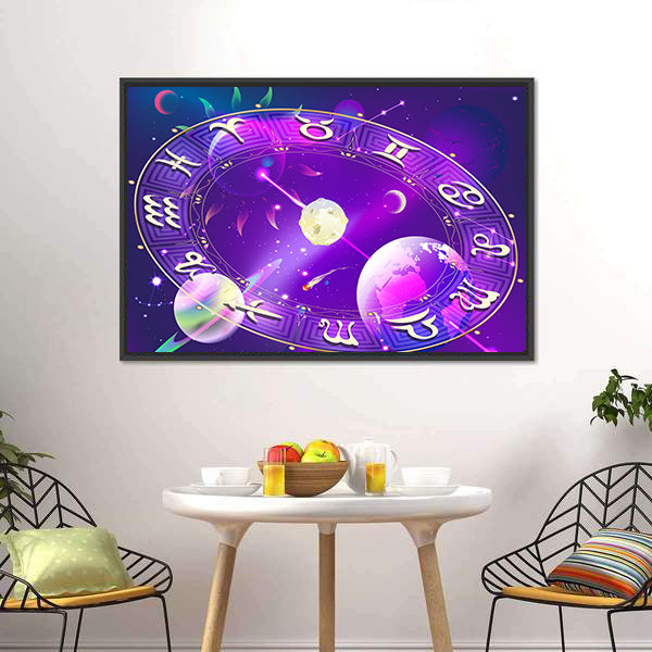 Horoscope Circle Canvas Wall Art-5 Horizontal-Gallery Wrap-22" x 12"-Tiaracle