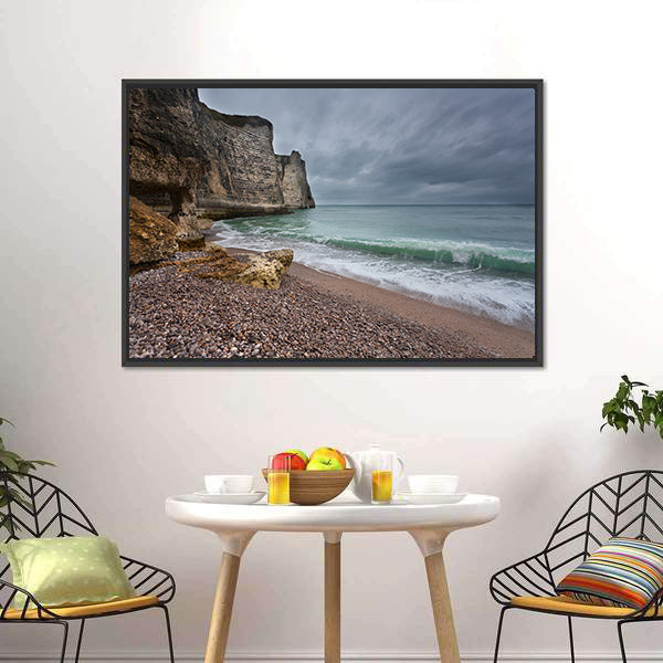 Gloomy Weather on Rocky Coast Canvas Wall Art