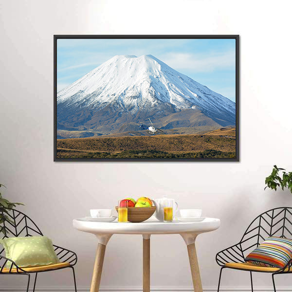 Helicopter Fly Around Mount Ngauruhoe Canvas Wall Art-3 Horizontal-Gallery Wrap-25" x 16"-Tiaracle