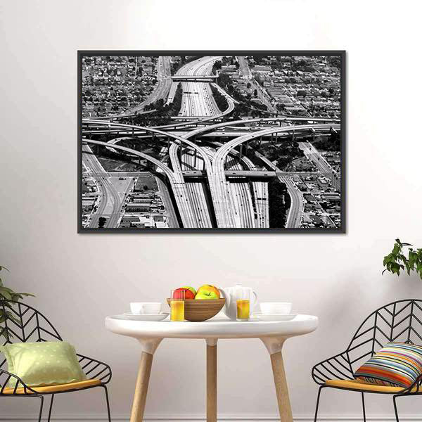 Gray Highway Interchange at Los Angeles Airport Canvas Wall Art