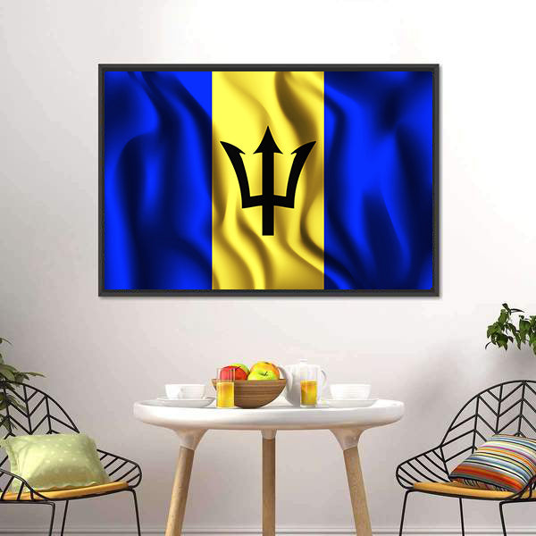 Flag Of Barbados Canvas Wall Art-5 Horizontal-Gallery Wrap-22" x 12"-Tiaracle