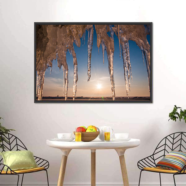 Ice With Icicle Sky Canvas Wall Art-5 Horizontal-Gallery Wrap-22" x 12"-Tiaracle