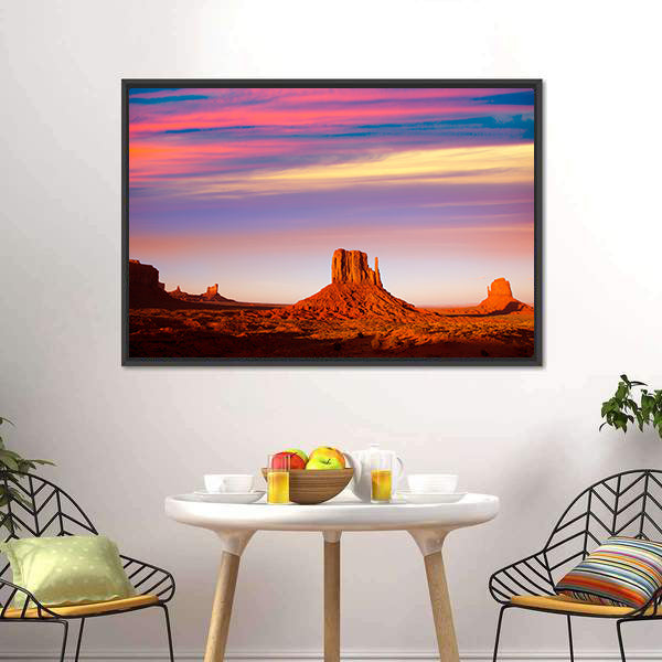 Monument Valley At Sunset Canvas Wall Art-5 Horizontal-Gallery Wrap-22" x 12"-Tiaracle