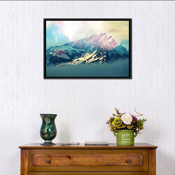 Majestic Mountain Peak in Bright Light Canvas Wall Art