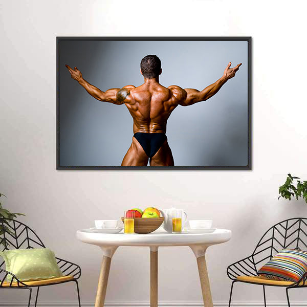 Bodybuilder Showing His Biceps Canvas Wall Art-5 Horizontal-Gallery Wrap-22" x 12"-Tiaracle