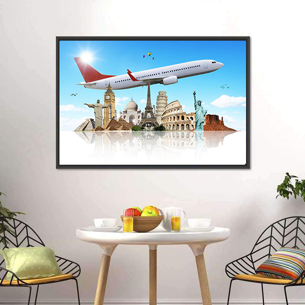 Famous Monuments Of The World Canvas Wall Art-5 Horizontal-Gallery Wrap-22" x 12"-Tiaracle