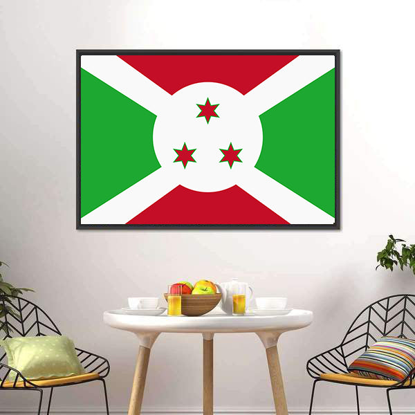 Flag Of Burundi Canvas Wall Art-5 Horizontal-Gallery Wrap-22" x 12"-Tiaracle