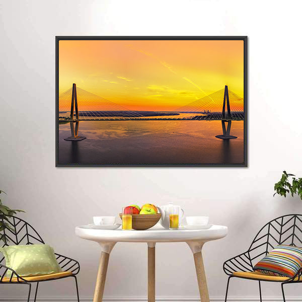 Charleston Bridge at Sunset Canvas Wall Art