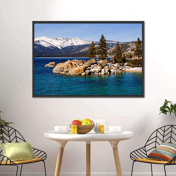 Lake Tahoe In Winter Canvas Wall Art-5 Horizontal-Gallery Wrap-22" x 12"-Tiaracle