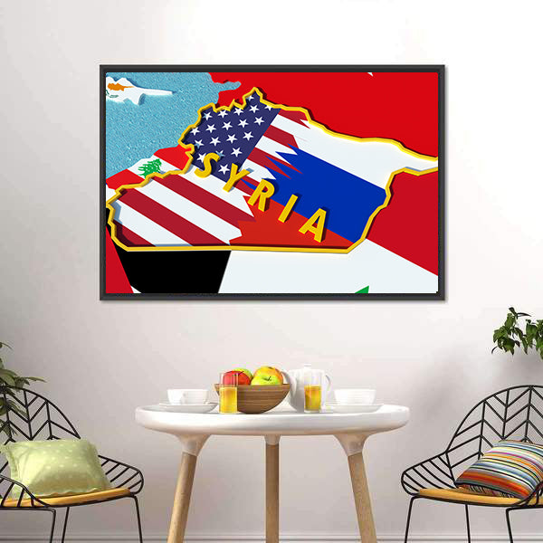 Map Of Syria Canvas Wall Art-5 Horizontal-Gallery Wrap-22" x 12"-Tiaracle