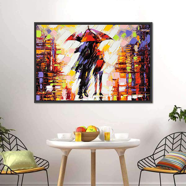 Couple Under an Umbrella Canvas Wall Art