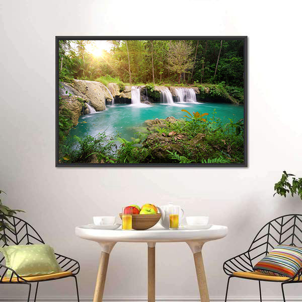 Deep Forest Waterfall Philippines Canvas Wall Art-5 Horizontal-Gallery Wrap-22" x 12"-Tiaracle