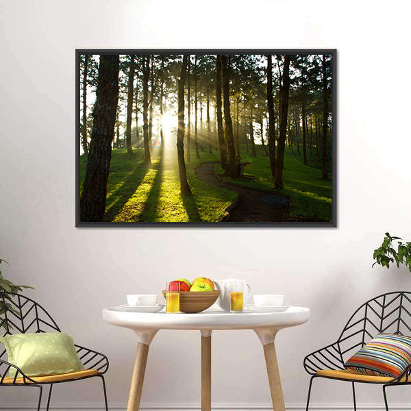 Morning In Pine Forest Canvas Wall Art-5 Horizontal-Gallery Wrap-22&quot; x 12&quot;-Tiaracle