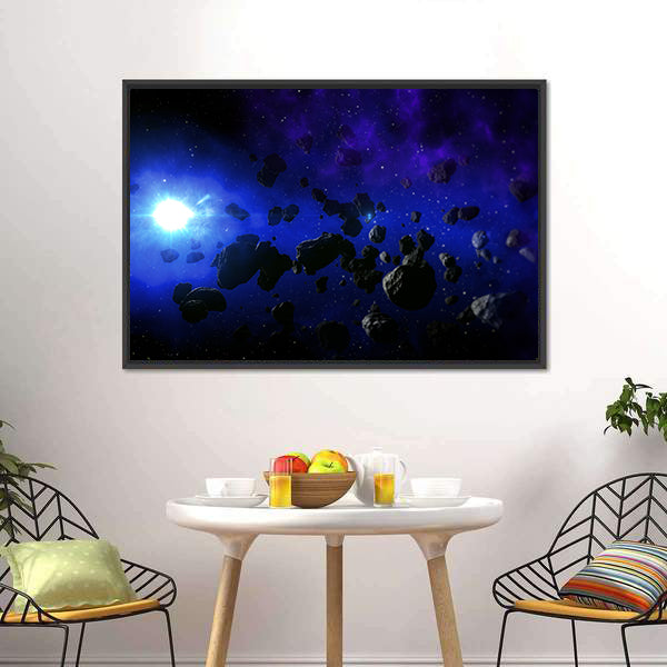 Cold Star With The Flying Asteroids Canvas Wall Art-3 Horizontal-Gallery Wrap-25" x 16"-Tiaracle